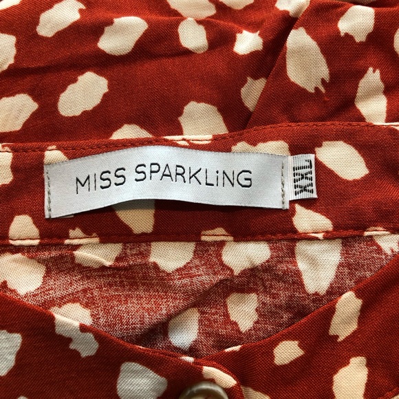 Miss Sparkling Long Sleeve Midi Dress In Red White Polka Dot. NWT! Sz L, XL,XXL - Picture 8 of 9